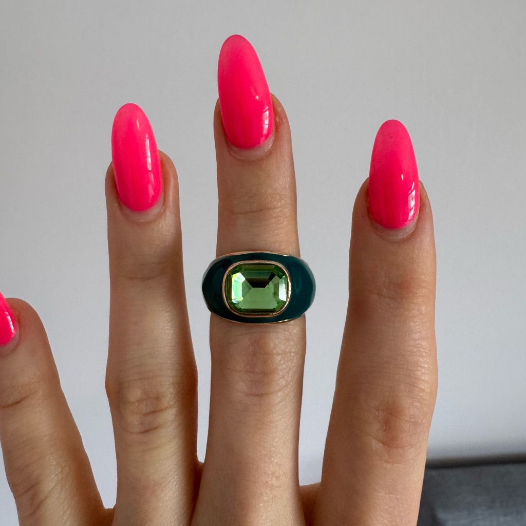 8 Other Reasons Cloudy Skies Green Gem And Enamel Ring 15$